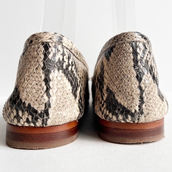 Sam Edelman Loraine Bit Loafer 6.5 neutral reptile snakeskin leather flats shoes - Picture 4 of 13